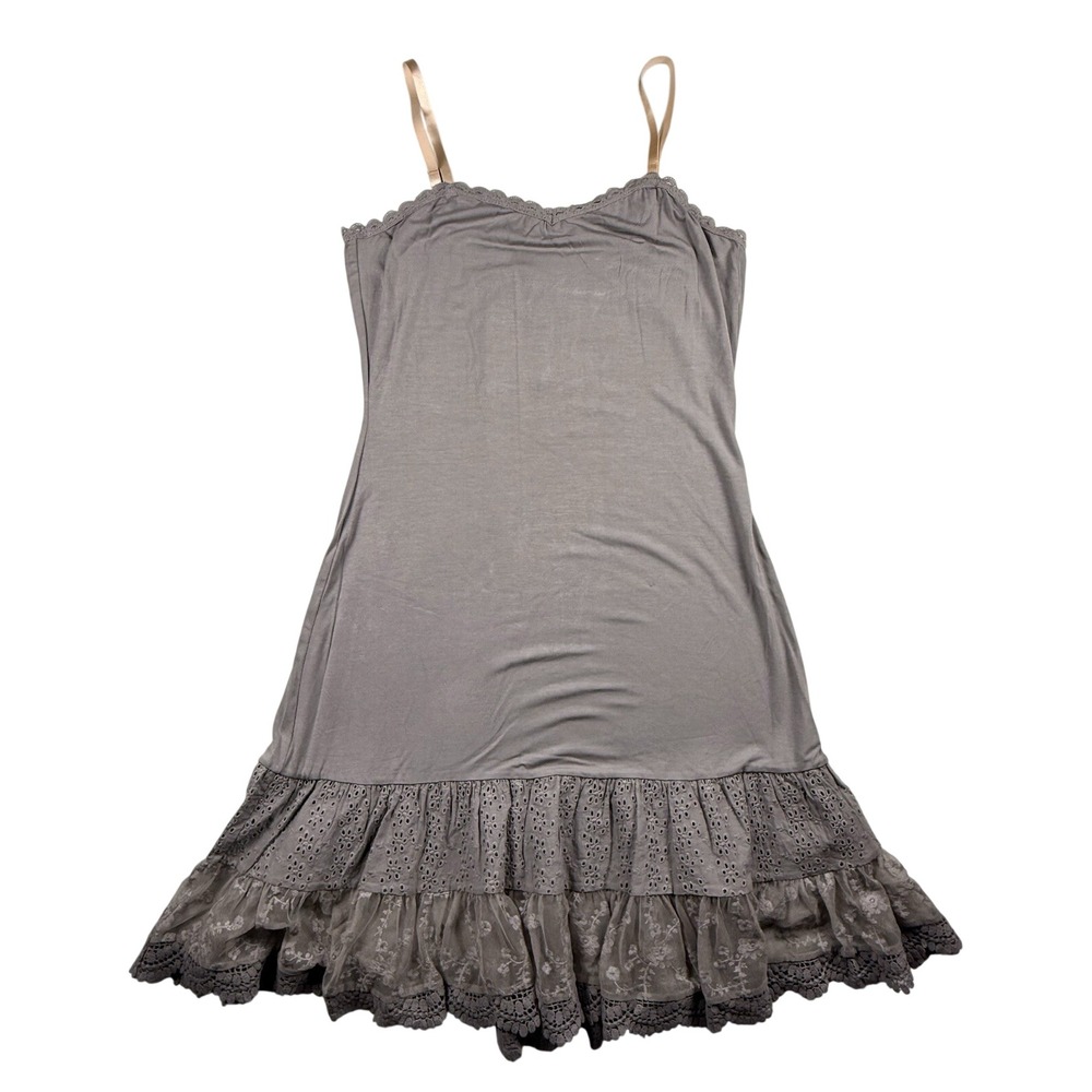 NWT Matilda Jane Slip Dress Extender M Gray Eyelet‎ Ruffle Whimsigoth Fairy Boho